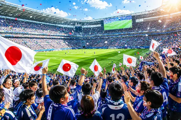 日本を応援するスタジアムの様子